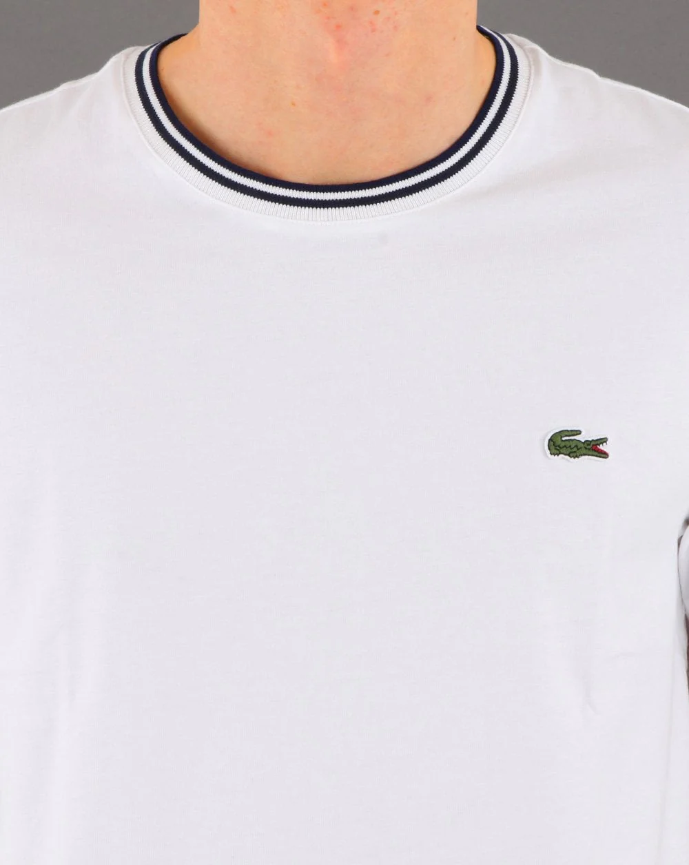 Lacoste Striped Crew Neck T-shirt White - Image 2