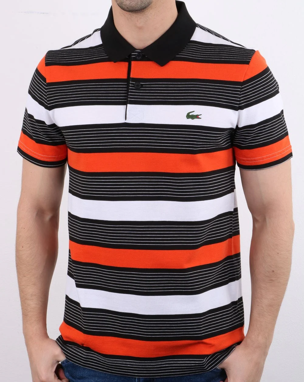 Lacoste Striped Polo Shirt Black/white