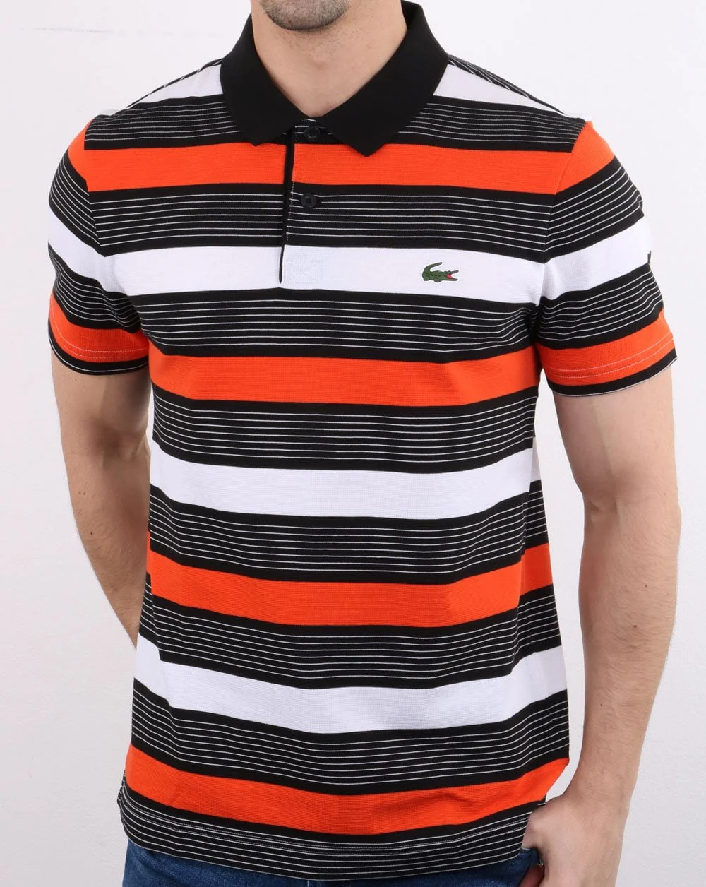 Lacoste Striped Polo Shirt Black/white - Image 3