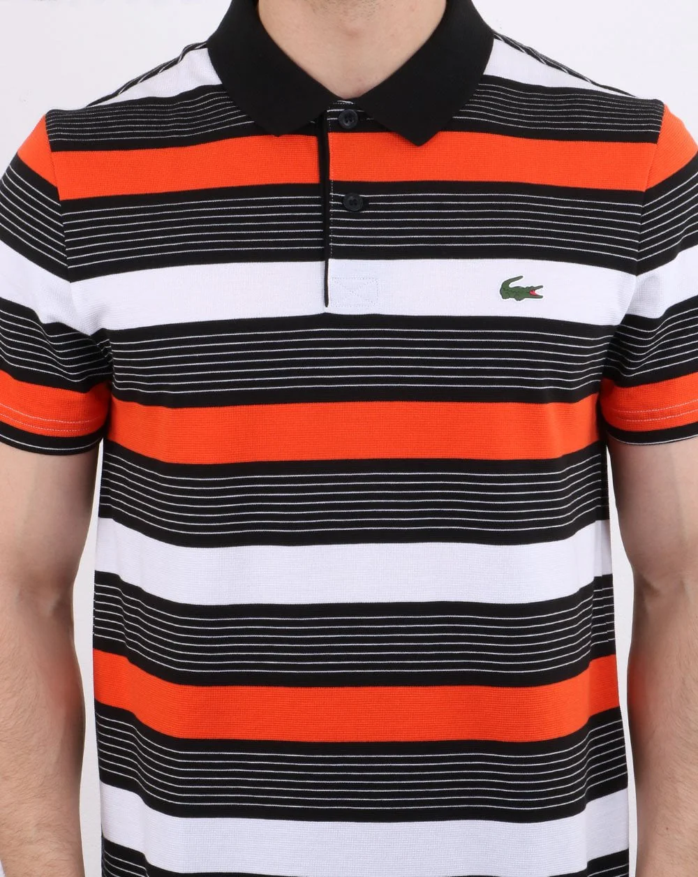 Lacoste Striped Polo Shirt Black/white - Image 4