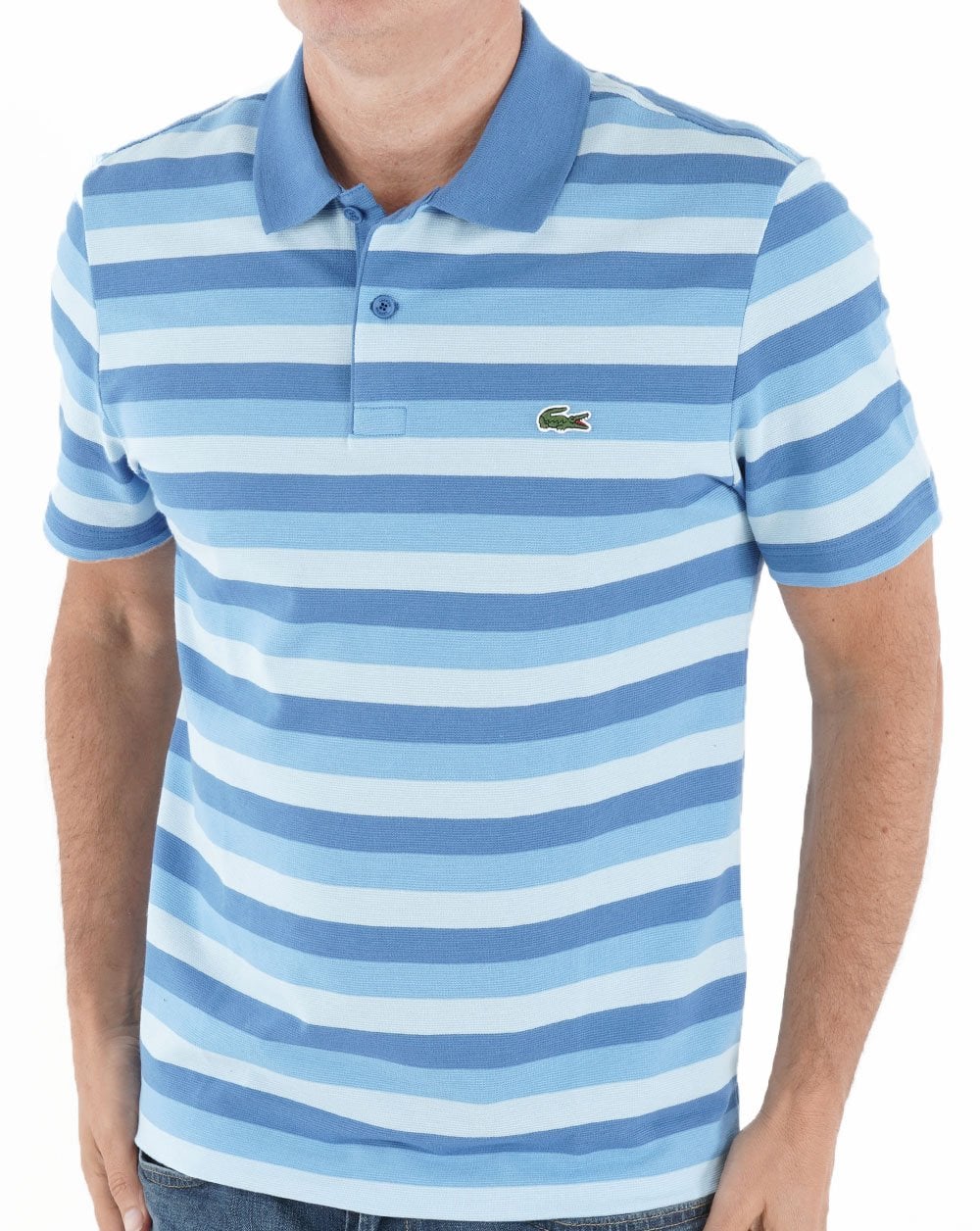 Lacoste Striped Polo Shirt Blue - Image 3