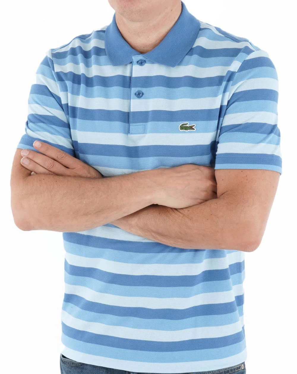 Lacoste Striped Polo Shirt Blue - Image 4