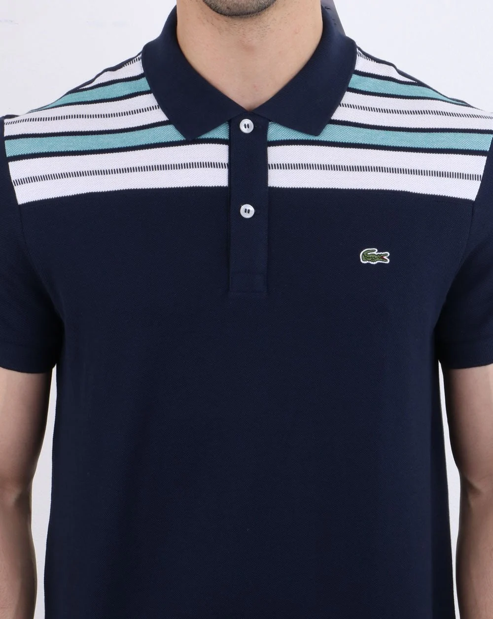 Lacoste Striped Polo Shirt Navy/White - Image 4