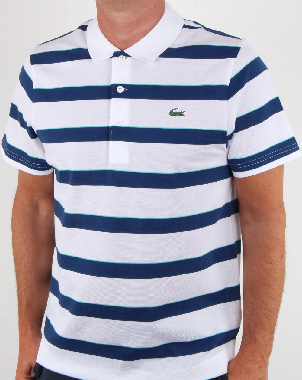 Lacoste Striped Polo Shirt White/Blue