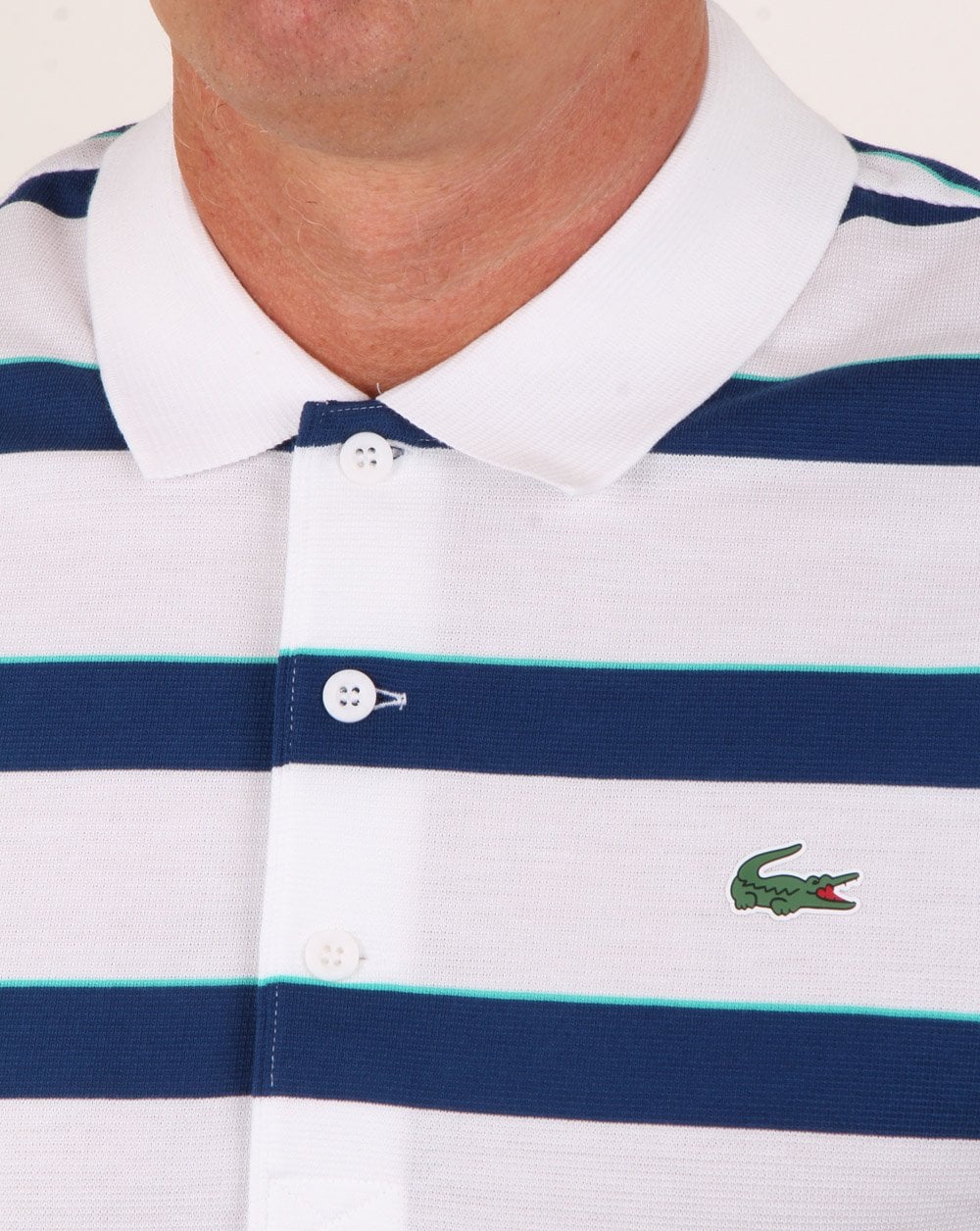 Lacoste Striped Polo Shirt White/Blue - Image 2