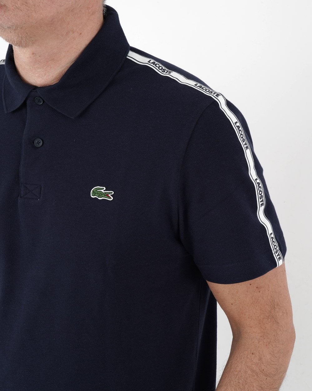 Lacoste Taped Polo Shirt Navy - Image 2