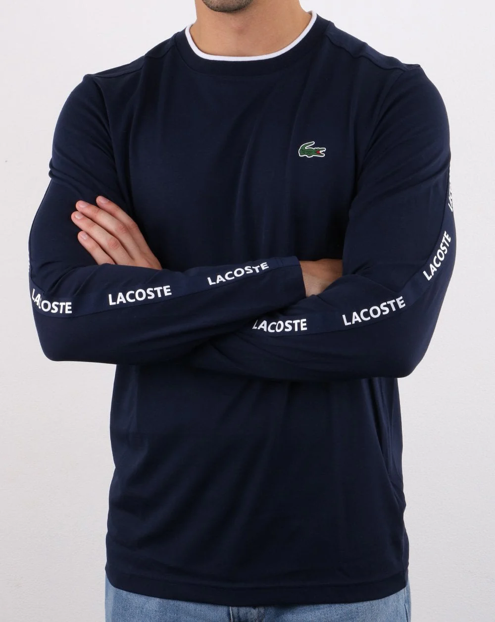 Lacoste Taping Long Sleeve T-shirt Navy/White - Image 3