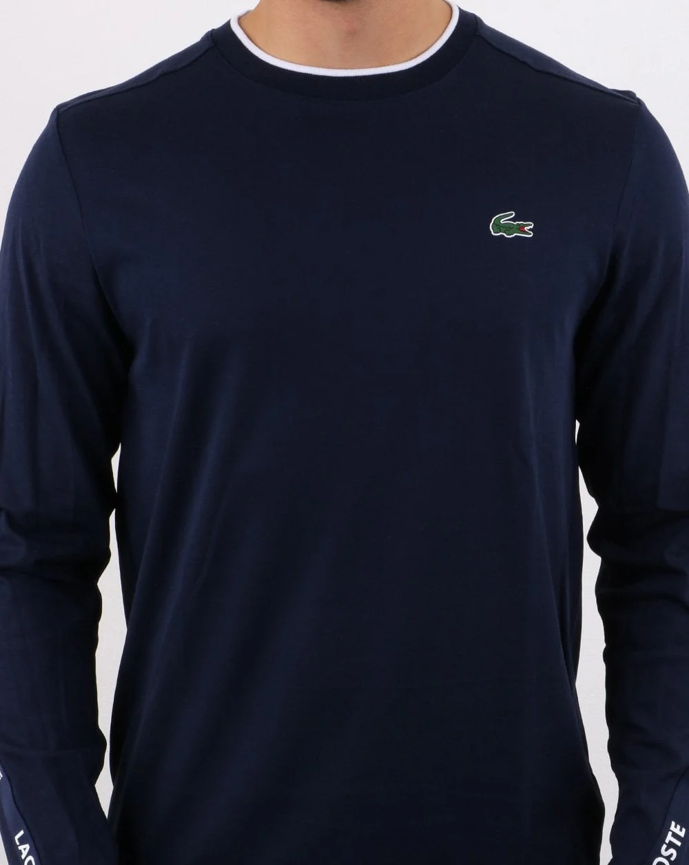 Lacoste Taping Long Sleeve T-shirt Navy/White - Image 4