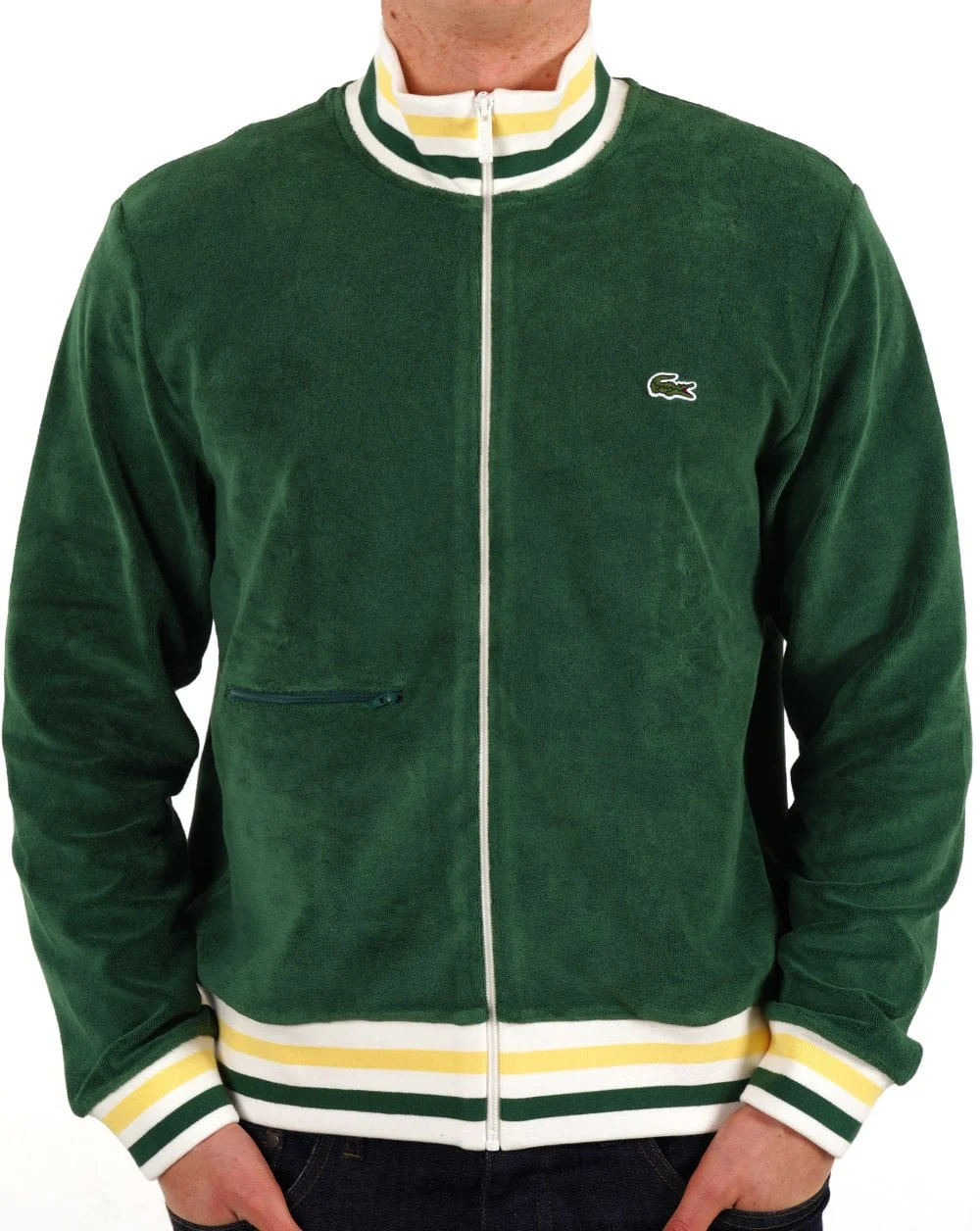 Lacoste Terry Toweling Track Top Green - Image 3