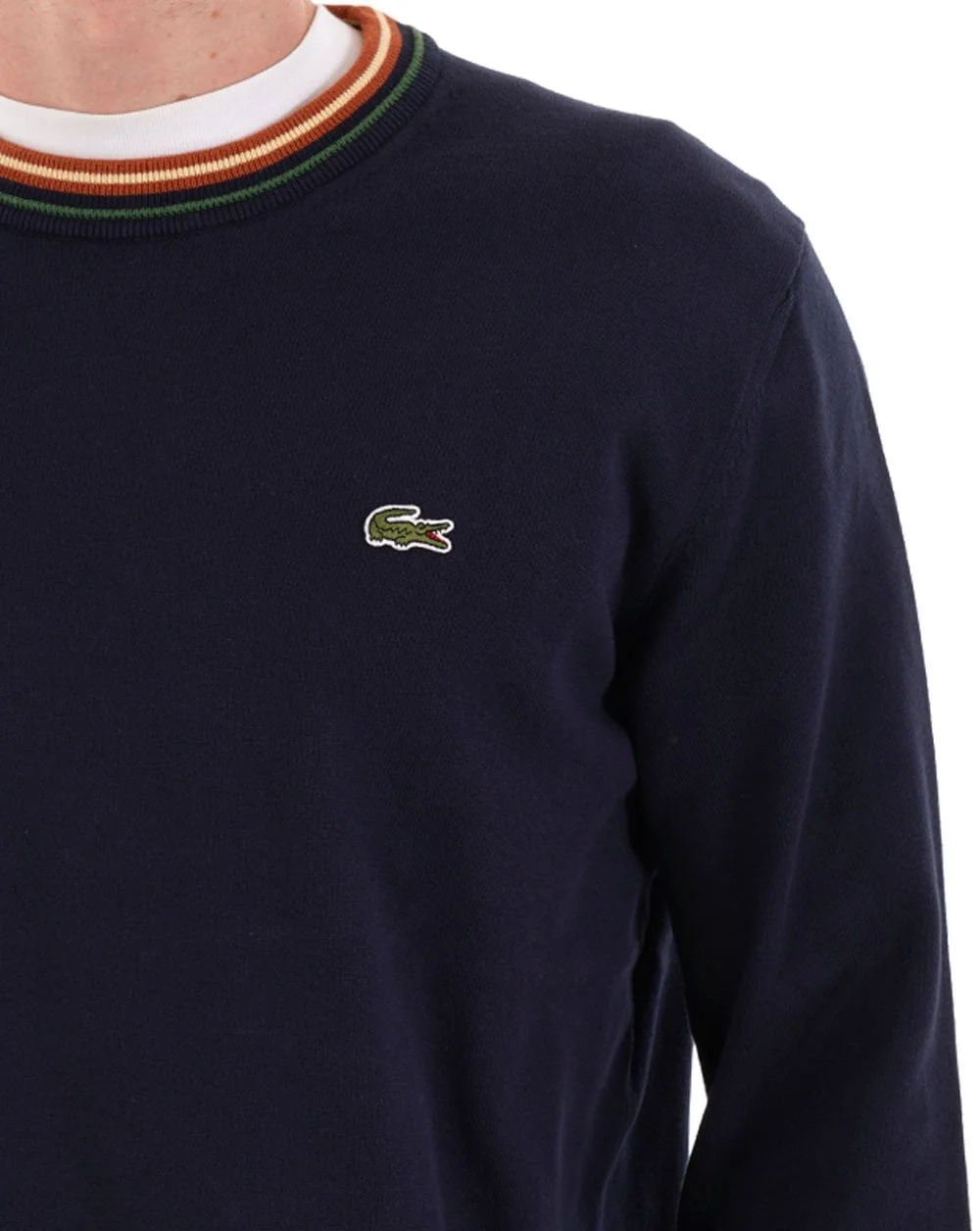 Lacoste Tipped Crew Neck Knit Navy - Image 2