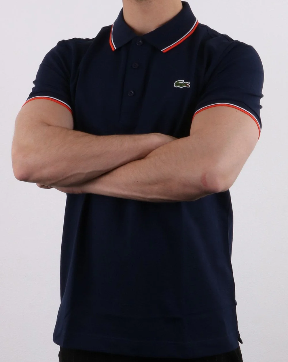 Lacoste Tipped Polo Shirt Navy/Red - Image 3