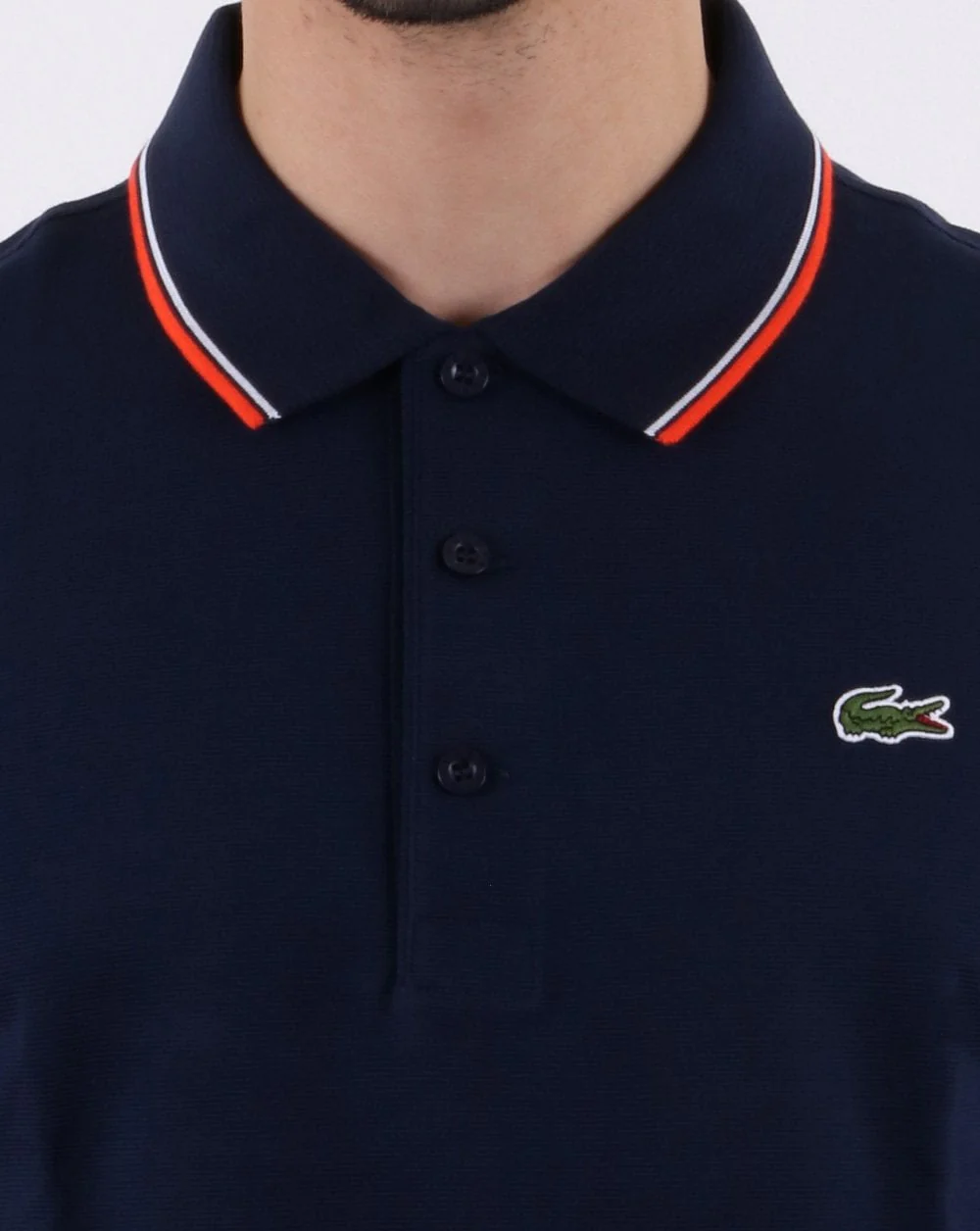 Lacoste Tipped Polo Shirt Navy/Red - Image 4