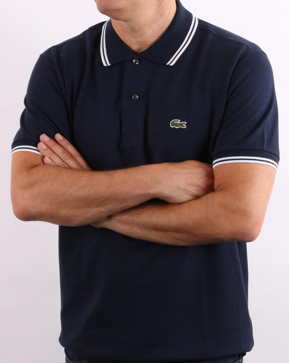 Lacoste Tipped Polo Shirt Navy/White - Image 2