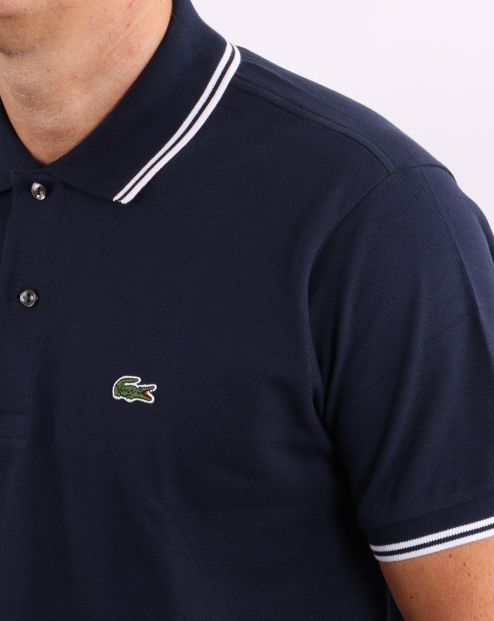 Lacoste Tipped Polo Shirt Navy/White - Image 3