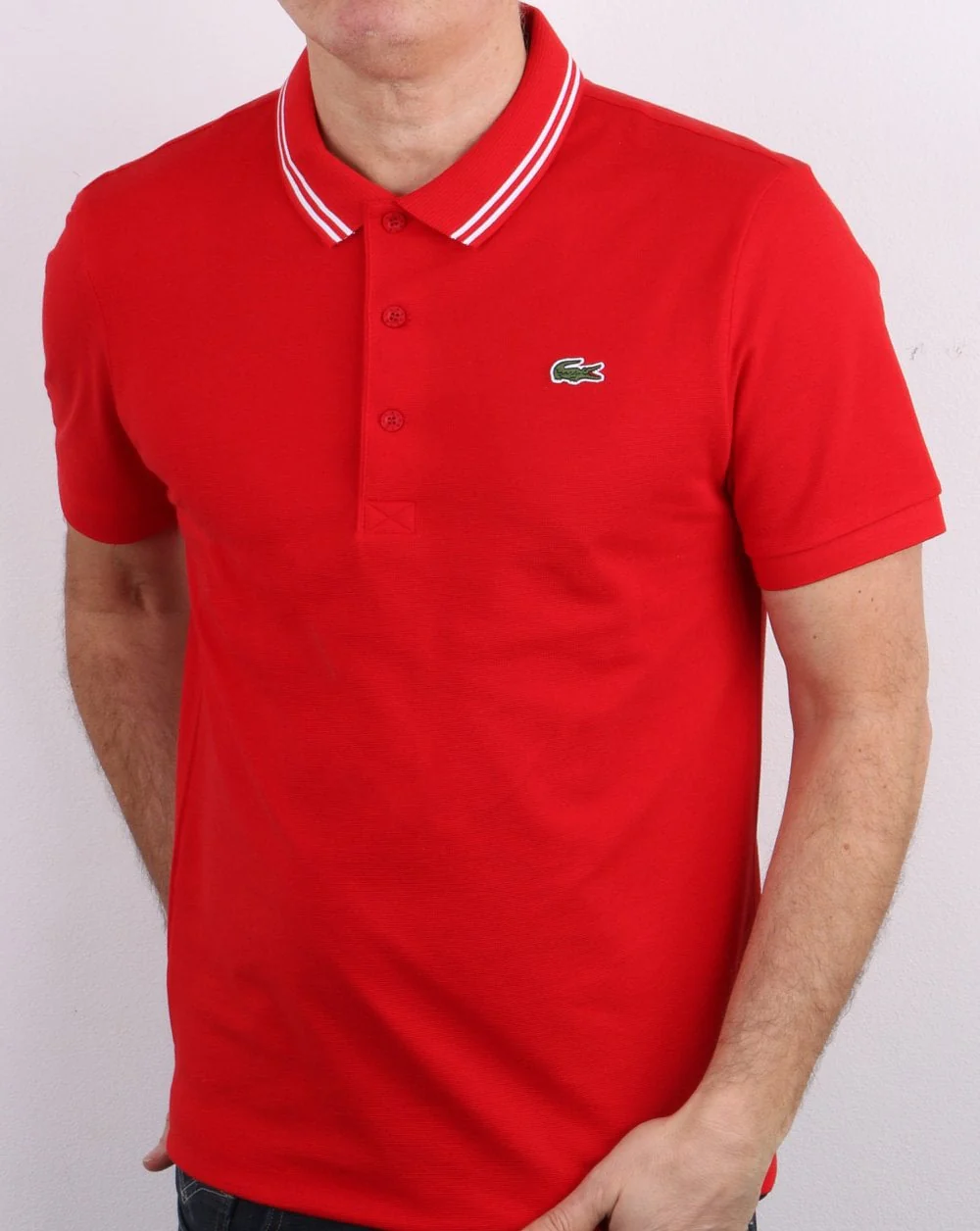 Lacoste Tipped Polo Shirt Red/white - Image 2