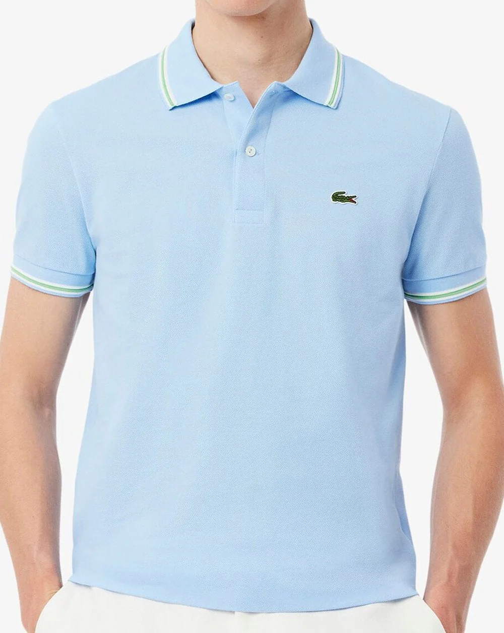 Lacoste Tipped Polo Shirt Sky Blue - Image 2