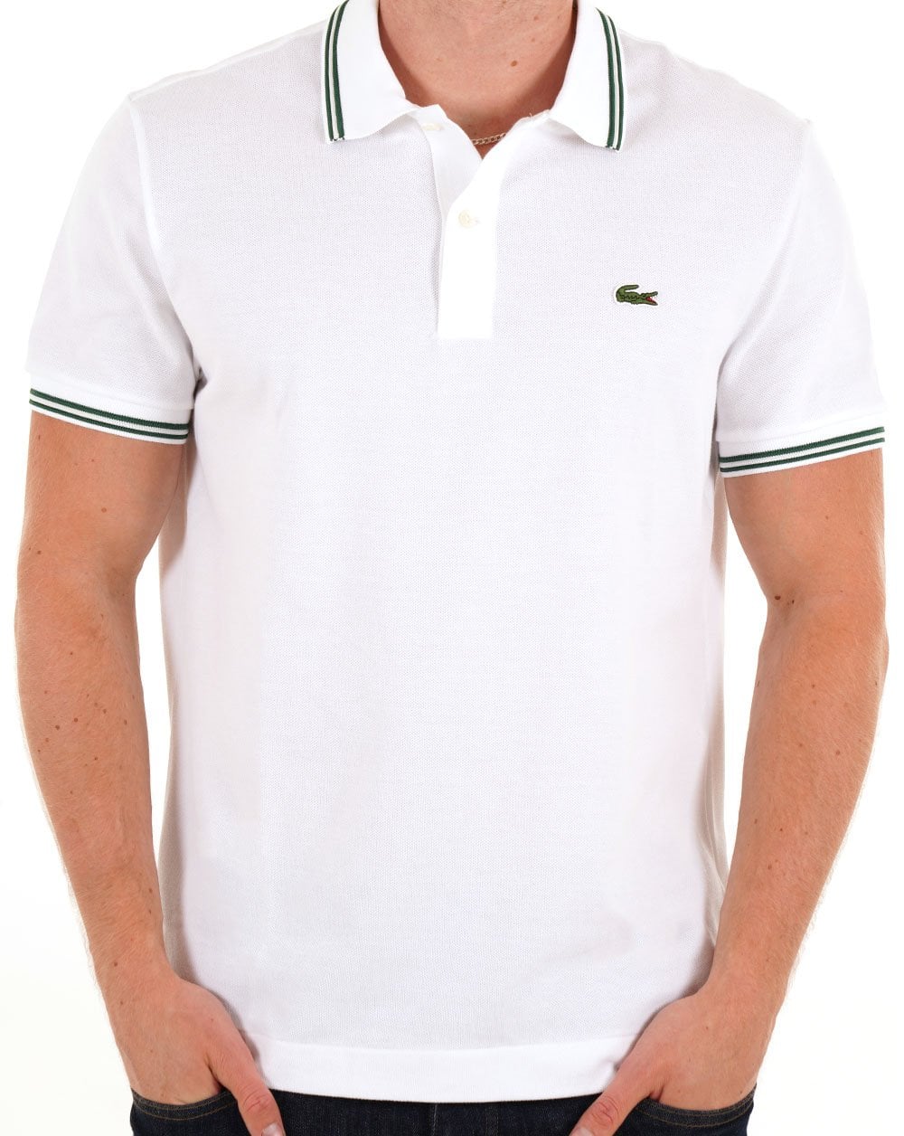 Lacoste Tipped Polo Shirt White - Image 3
