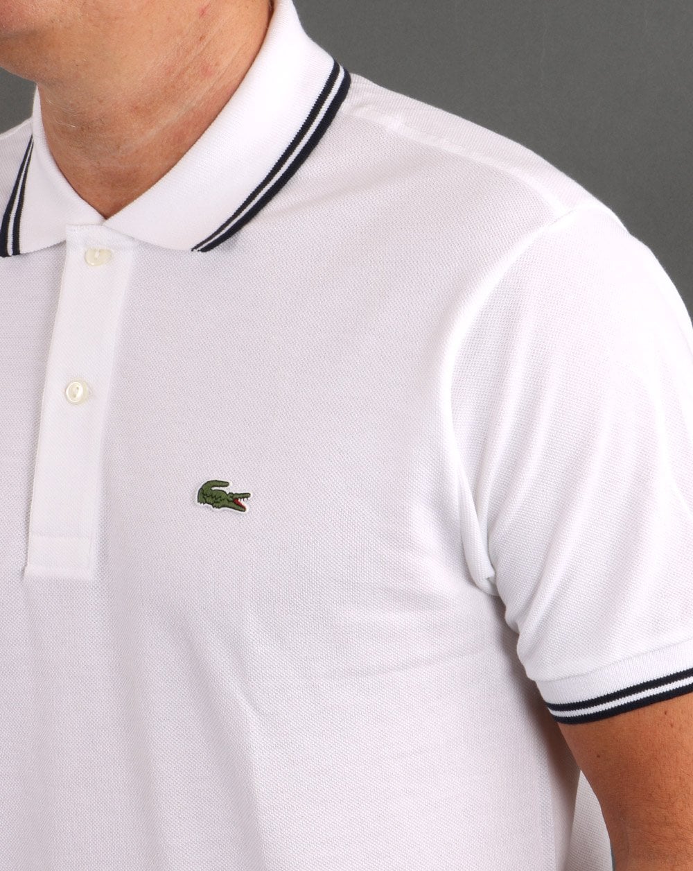 Lacoste Tipped Polo Shirt White/Navy - Image 2