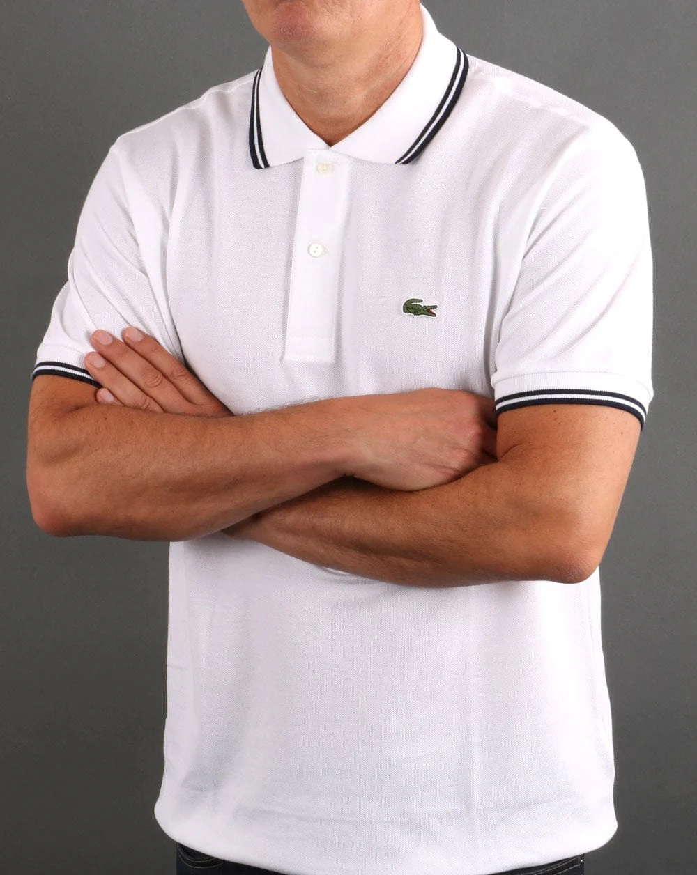 Lacoste Tipped Polo Shirt White/Navy - Image 3