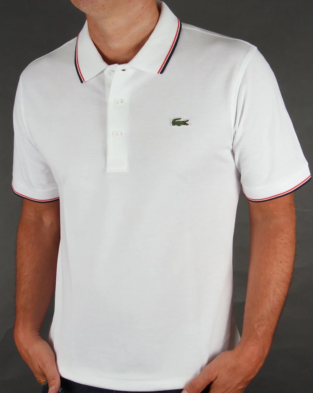 Lacoste Tipped Polo Shirt White/Red