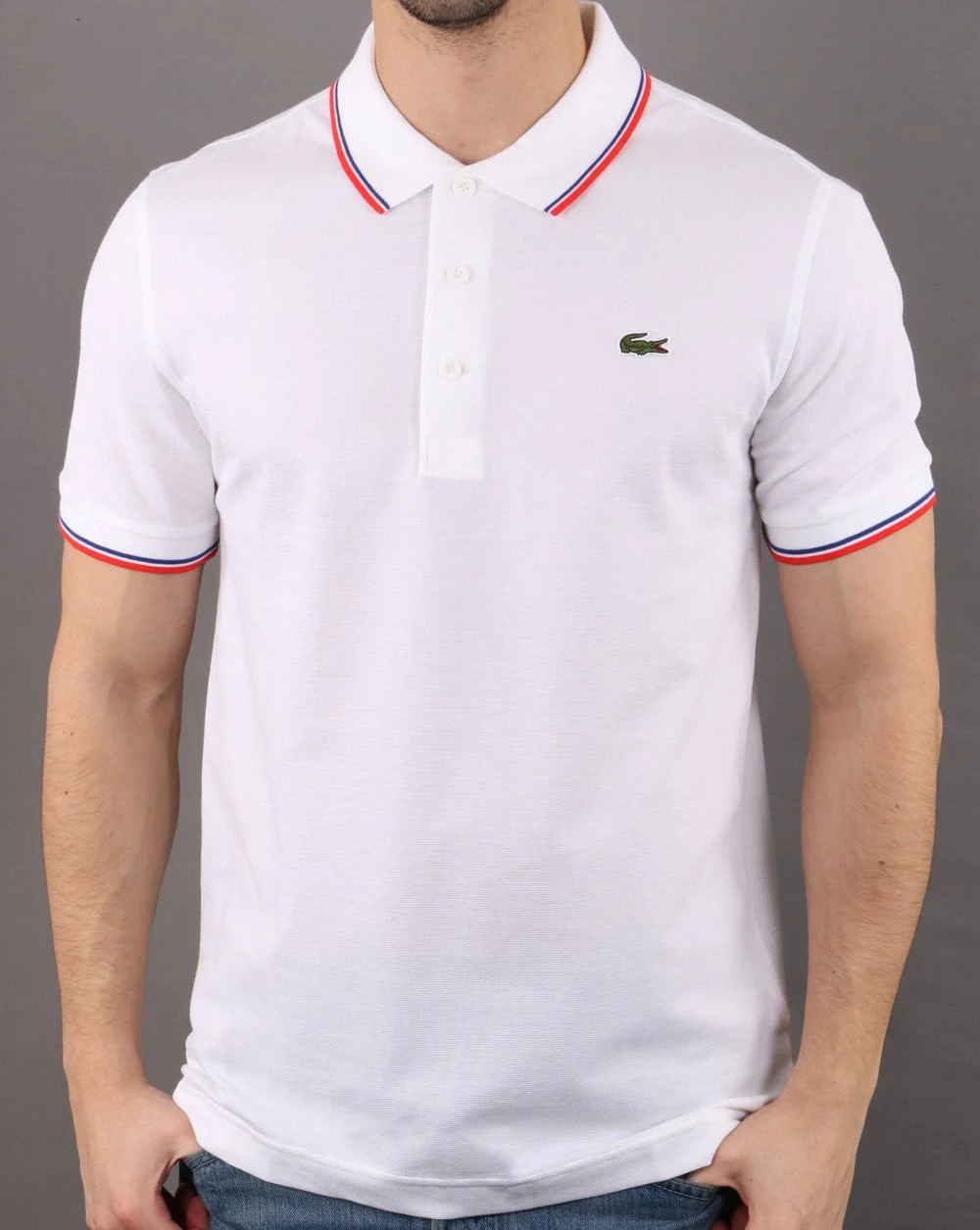 Lacoste Tipped Polo Shirt White/Red