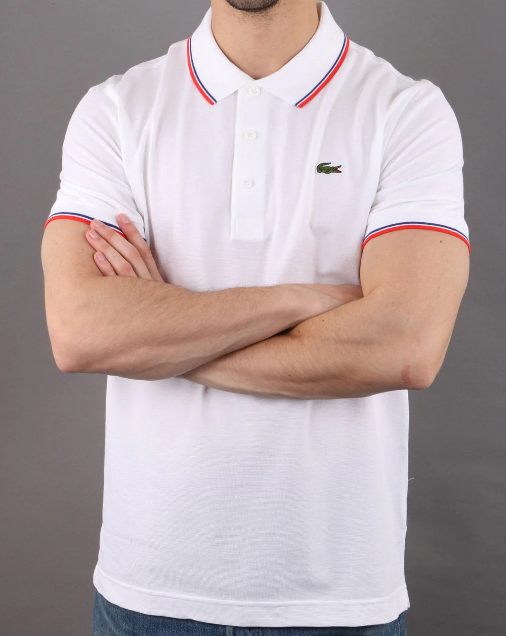Lacoste Tipped Polo Shirt White/Red - Image 2