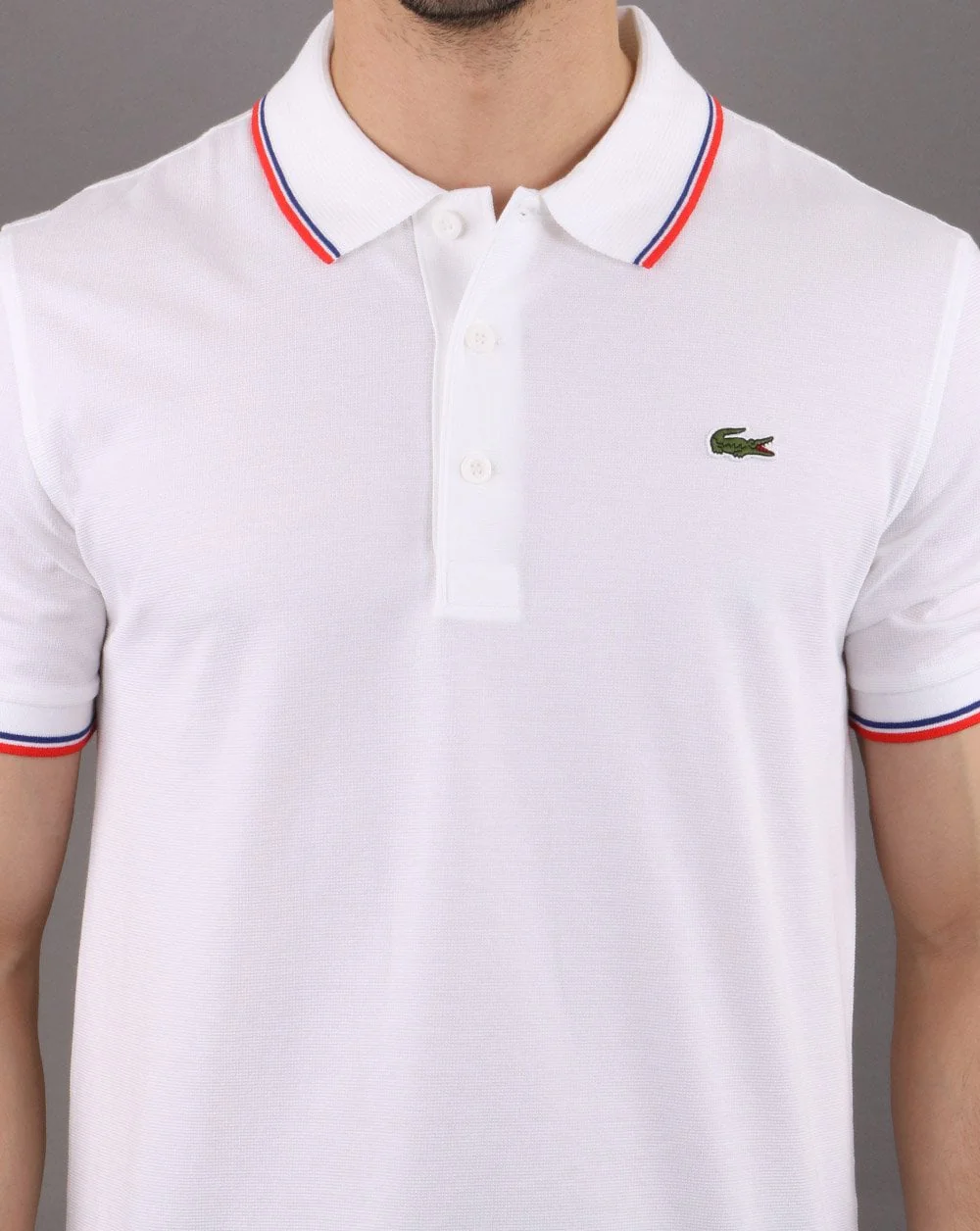Lacoste Tipped Polo Shirt White/Red - Image 4