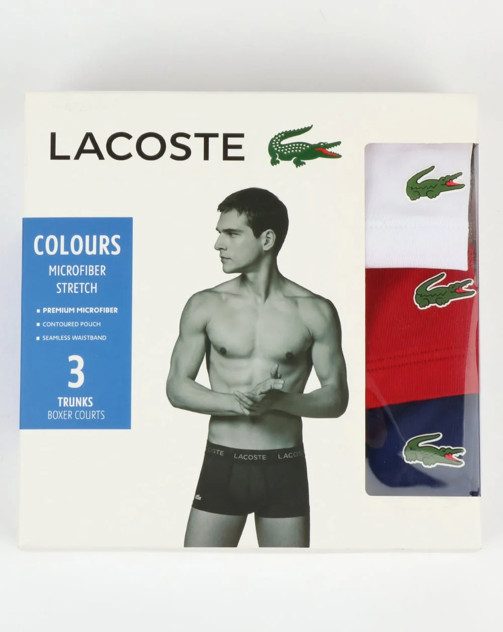 Lacoste Triple Pack Boxer Shorts White/Red/Blue - Image 2