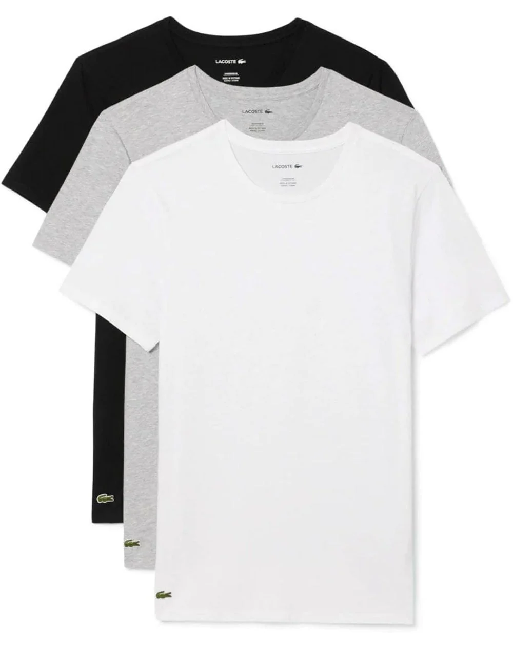 Lacoste Triple Pack Lounge Tees White/Grey/Black - Image 2