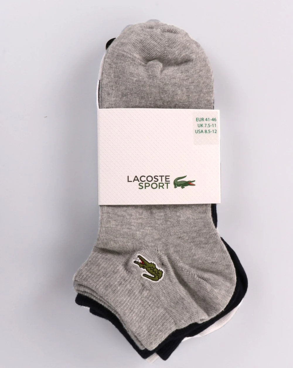 Lacoste Triple Pack Trainer Socks Grey/Navy/White - Image 2