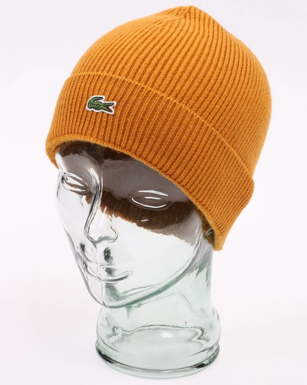 Lacoste Turn Up Ribbed Wool Beanie Mustard