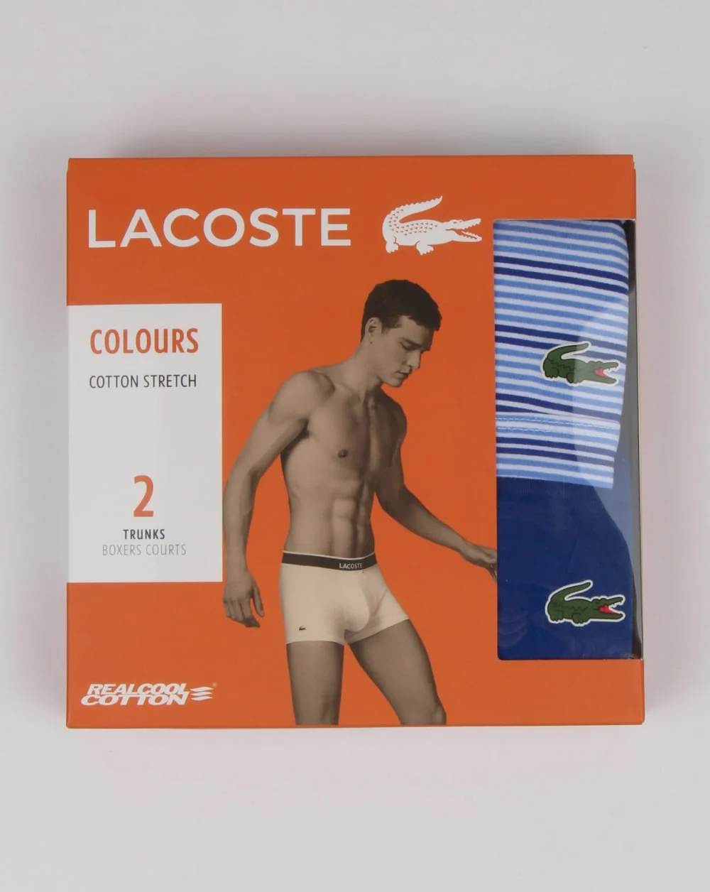 Lacoste Twin Pack Boxer Shorts Stripe/Blue - Image 2