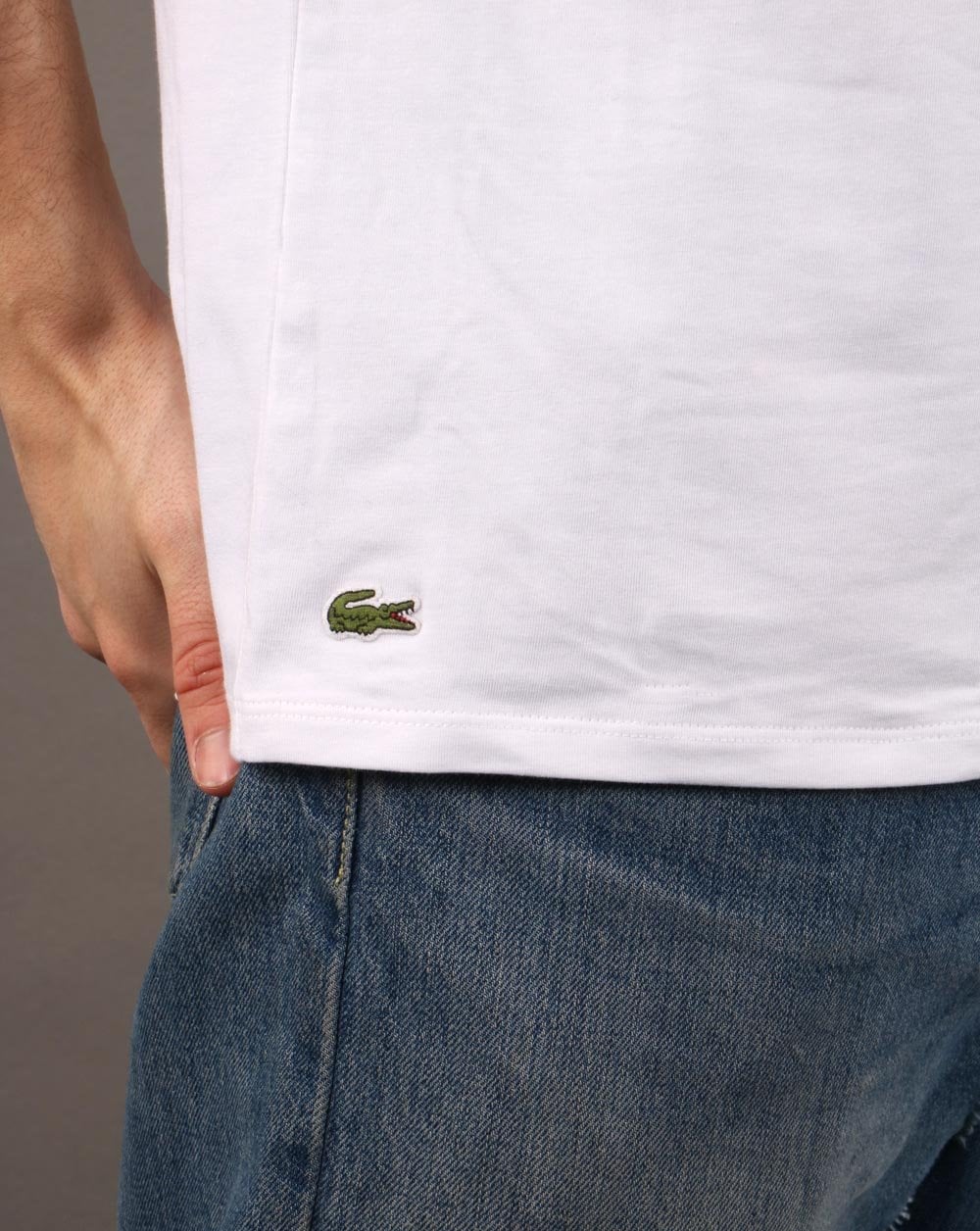 Lacoste Twin Pack Crew Neck T-shirts White - Image 3