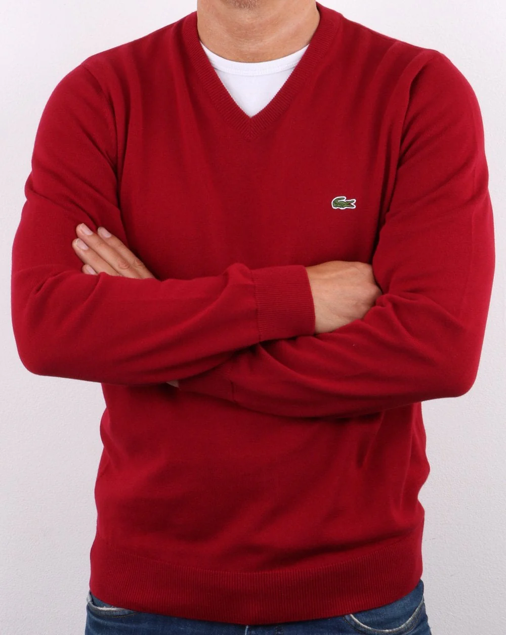 Lacoste V-neck Jumper Bordeaux - Image 2