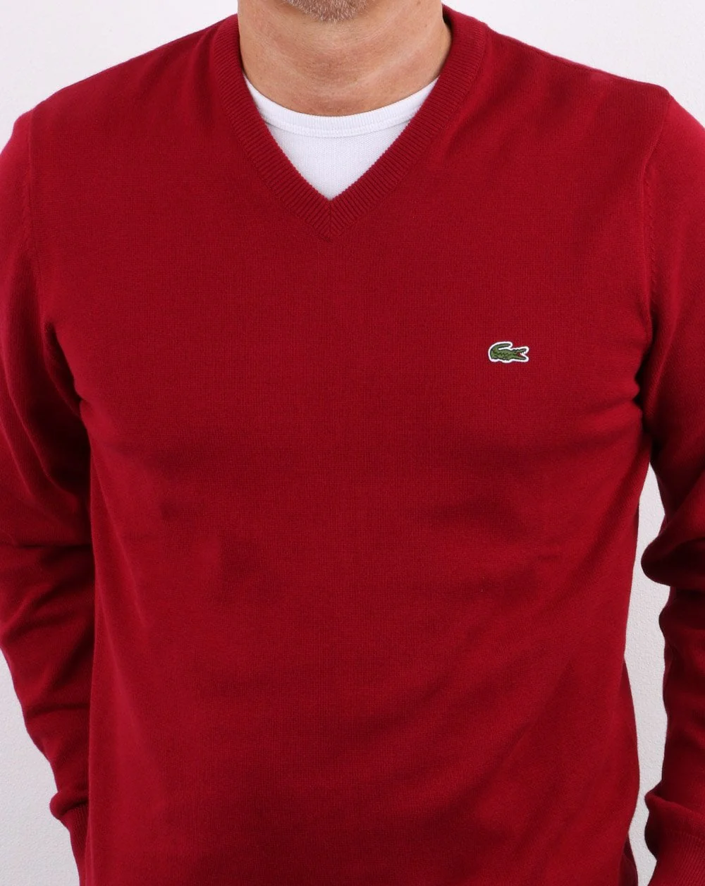 Lacoste V-neck Jumper Bordeaux - Image 4