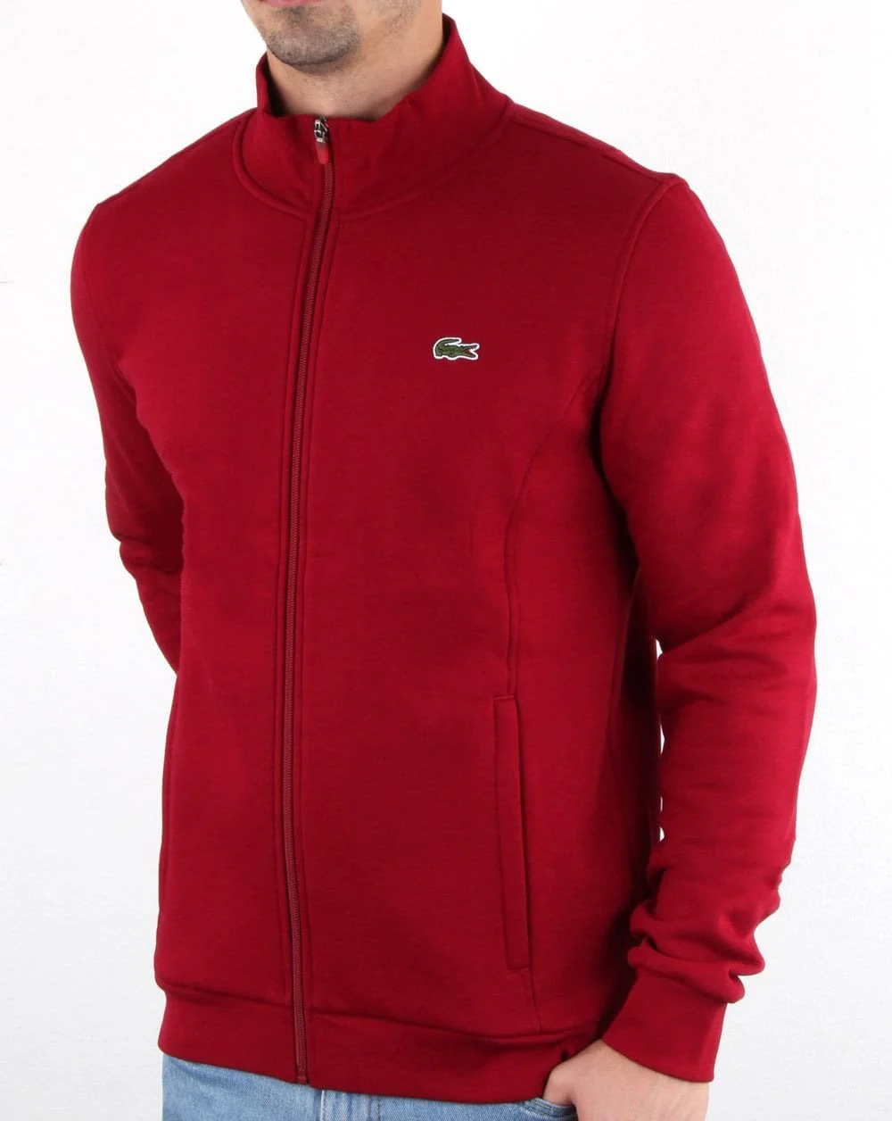 Lacoste Zip Up Track Top Bordeaux - Image 3