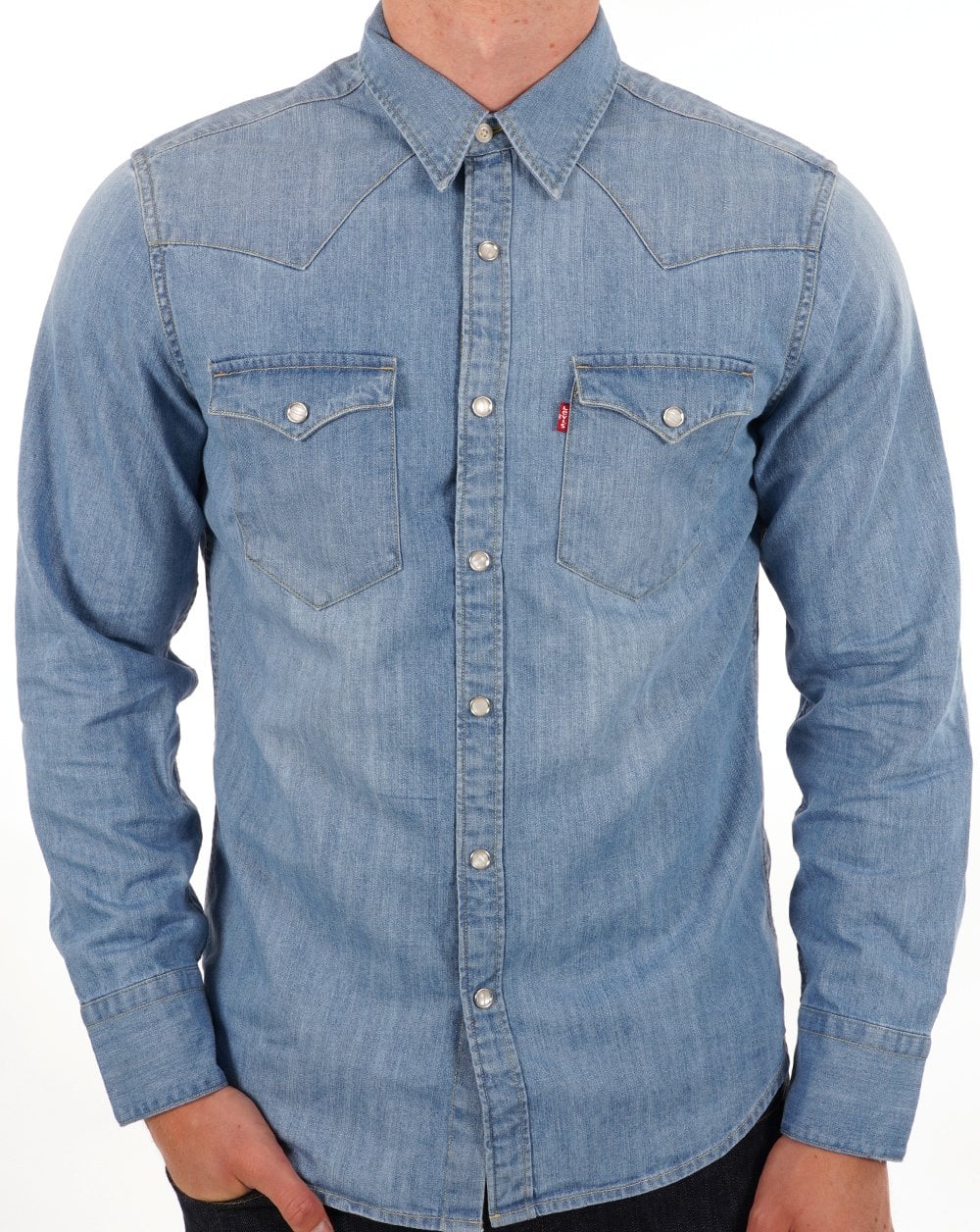 Levi's Barstow Western Shirt - Indigo Stonewash Blue - Image 3