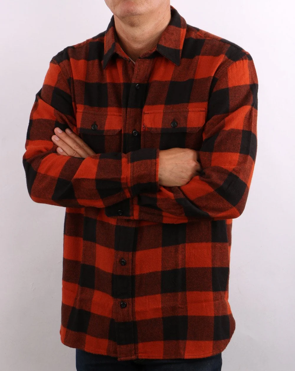 Levi's Classics Worker Check Shirt Burnt Orange - Image 3