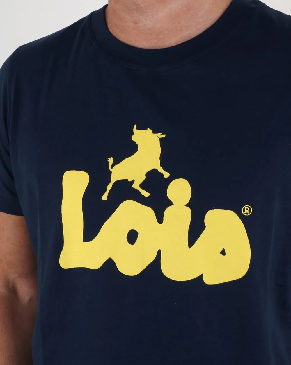 Lois Bull Logo T Shirt Navy/Yellow - Image 2