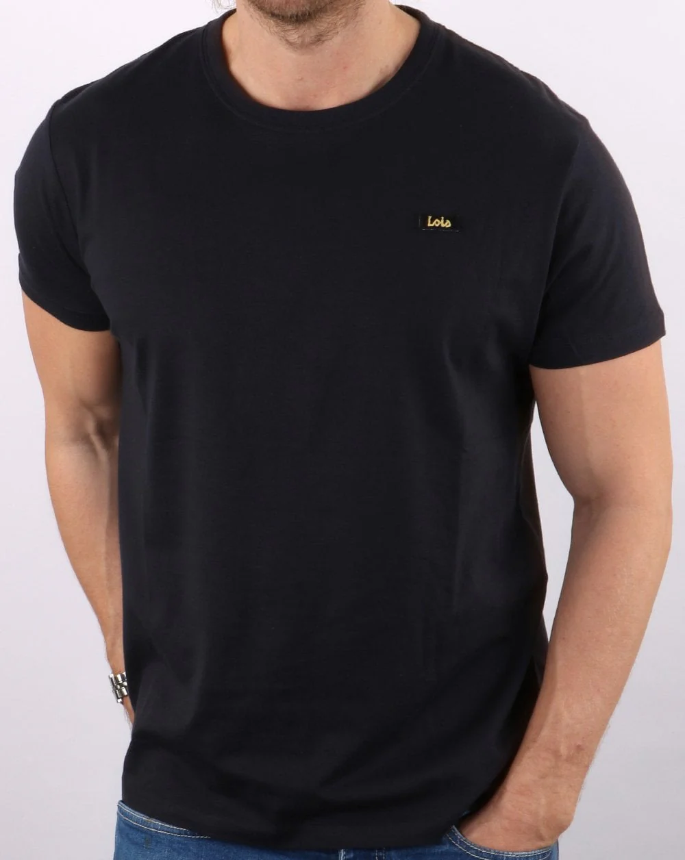 Lois Label T Shirt Navy - Image 3