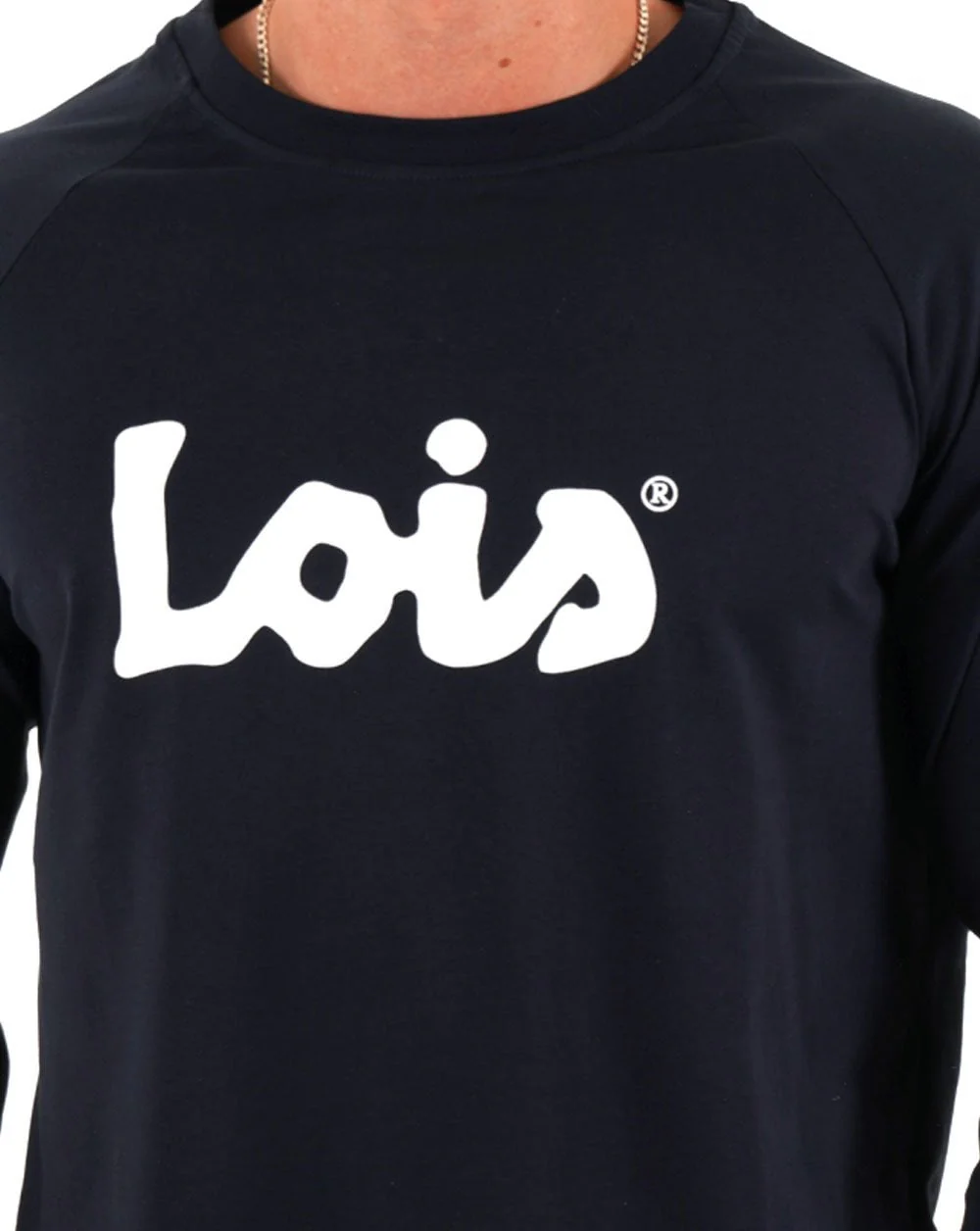 Lois Raglan LS Logo T Shirt Navy - Image 2