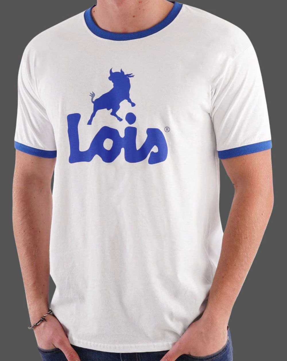 Lois Ringer Logo T Shirt White/Royal