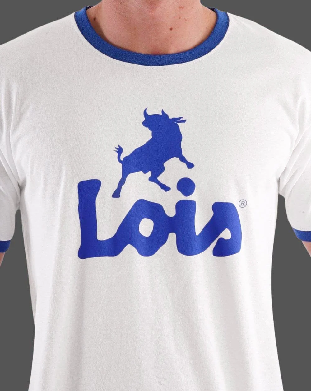 Lois Ringer Logo T Shirt White/Royal - Image 2