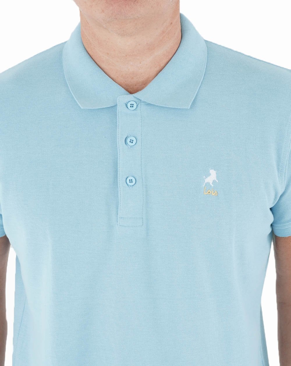 Lois Seventies Short Sleeve Polo Shirt Sky - Image 2