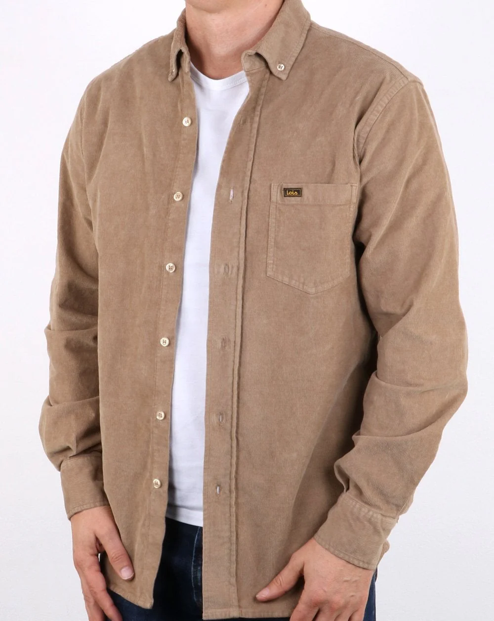 Lois Thomas Cord Shirt Dark Sand - Image 3