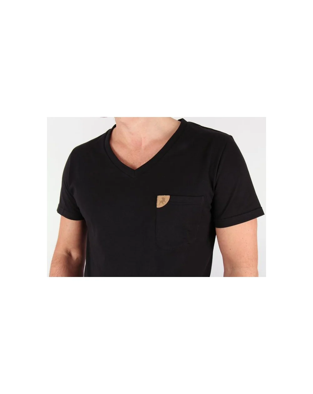 Lois V Neck Pocket T-shirt Black - Image 3