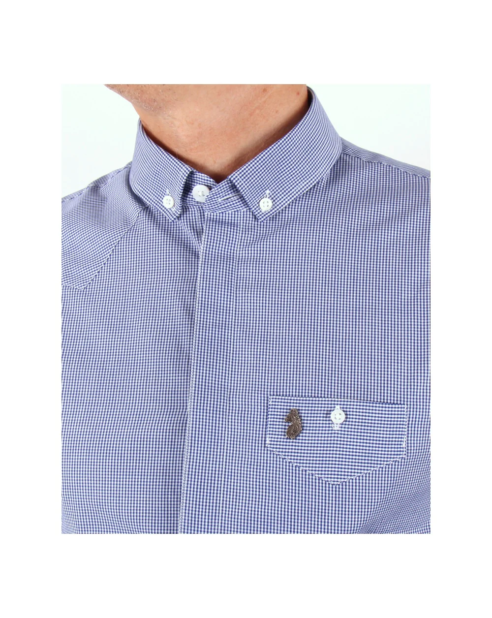 Luke Bailey Gingham Shirt Royal Blue - Image 2