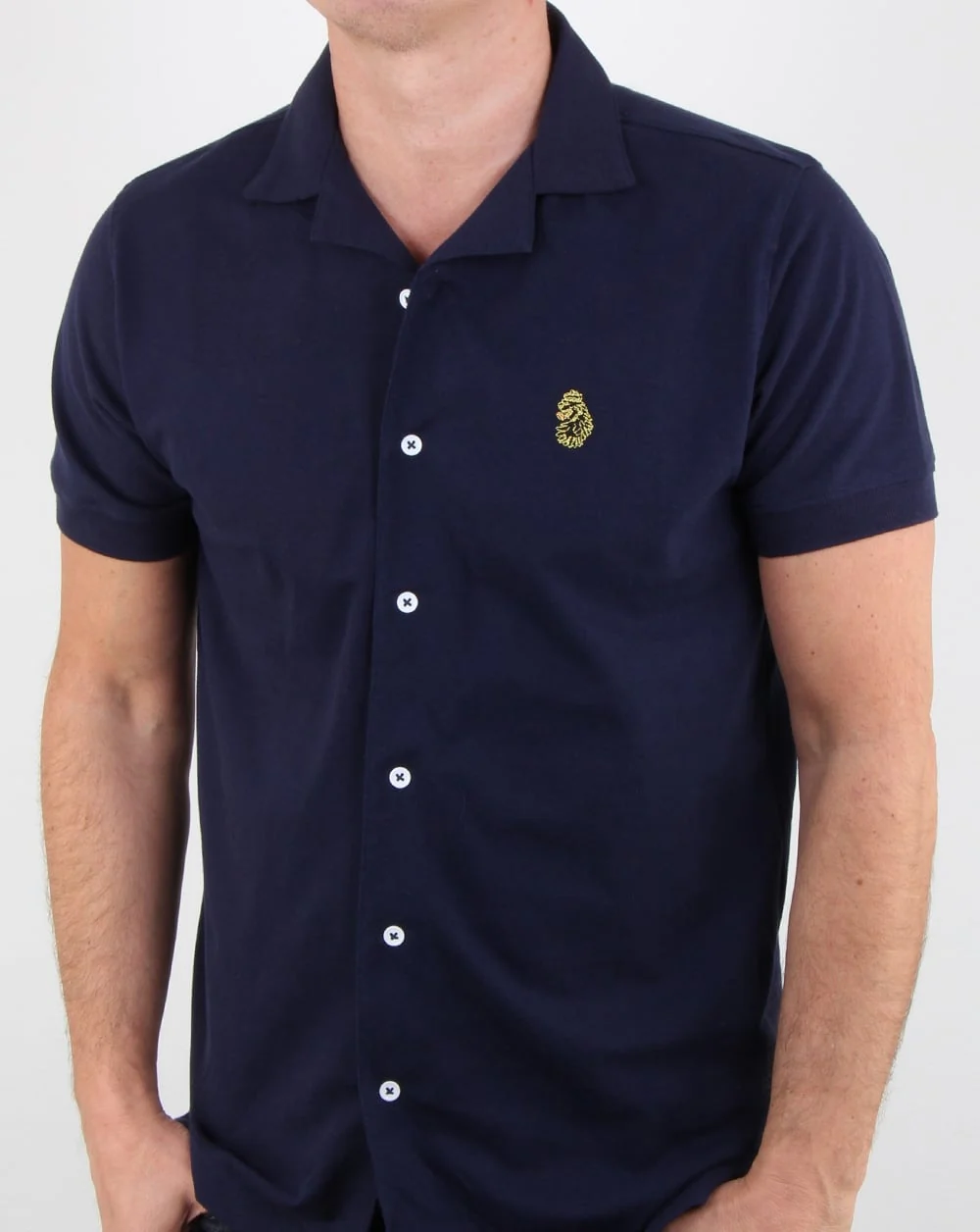 Luke Barratt Cuban Collar Shirt Navy