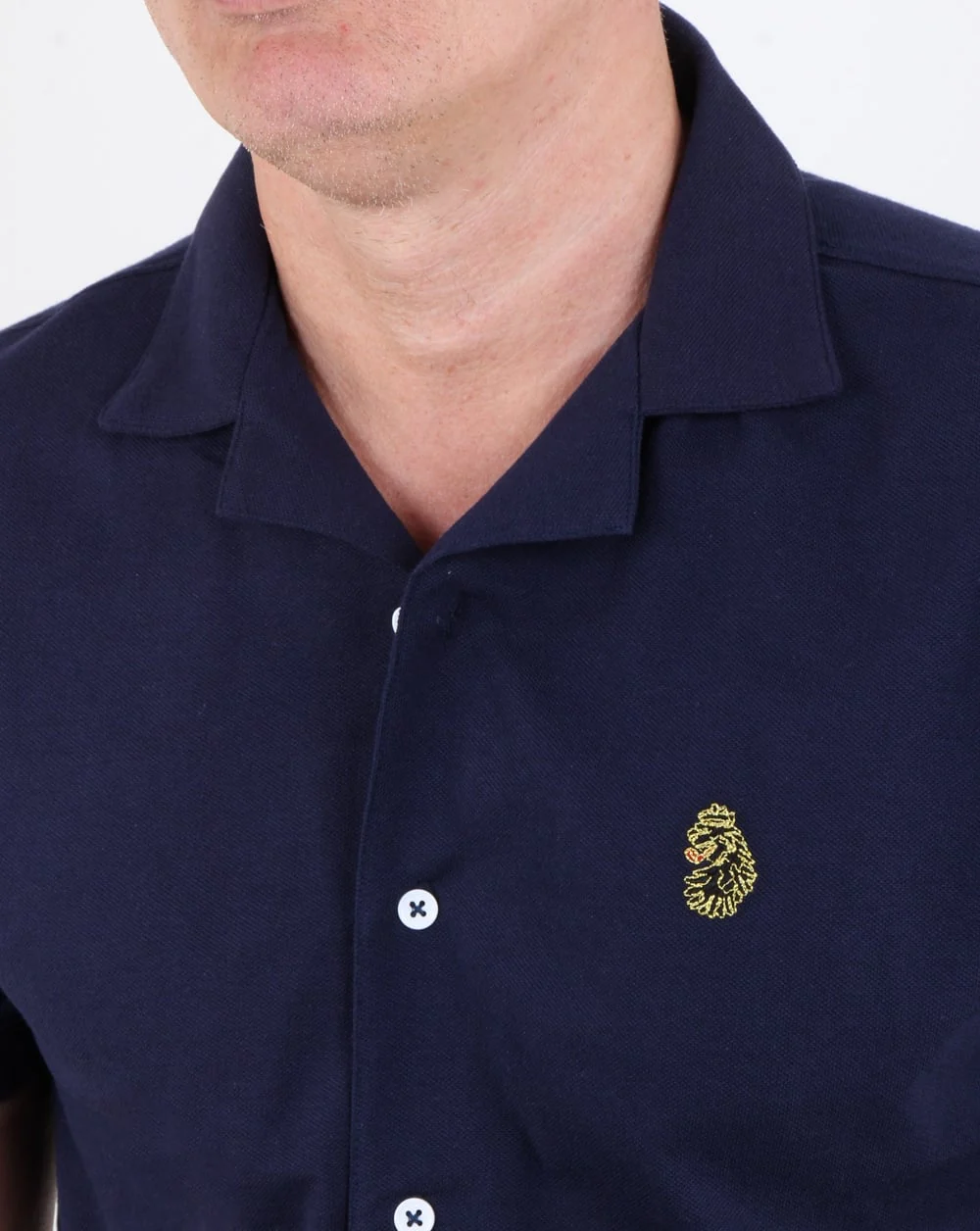 Luke Barratt Cuban Collar Shirt Navy - Image 2
