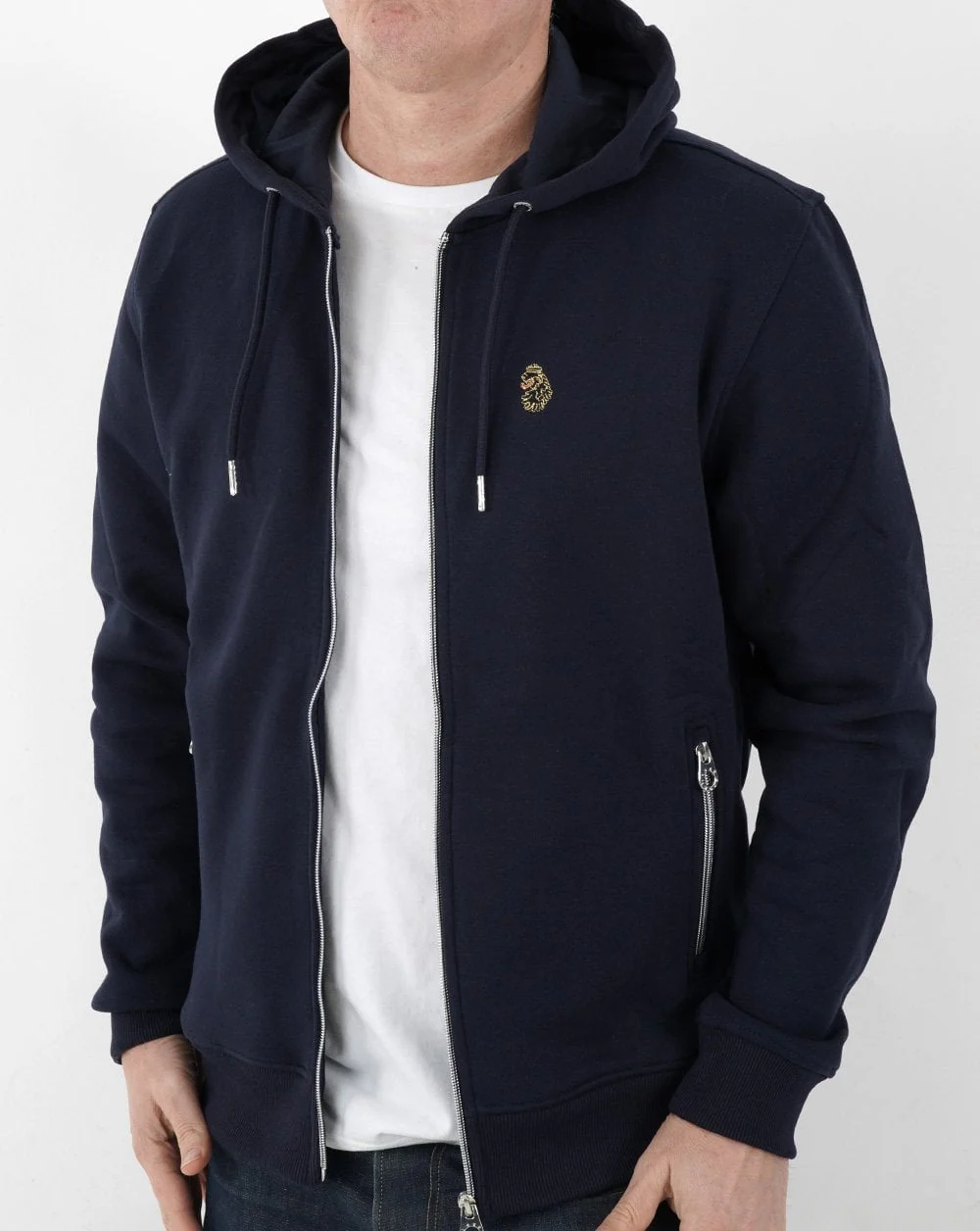 Luke Berlin Full Zip Hoody Dark Navy - Image 3